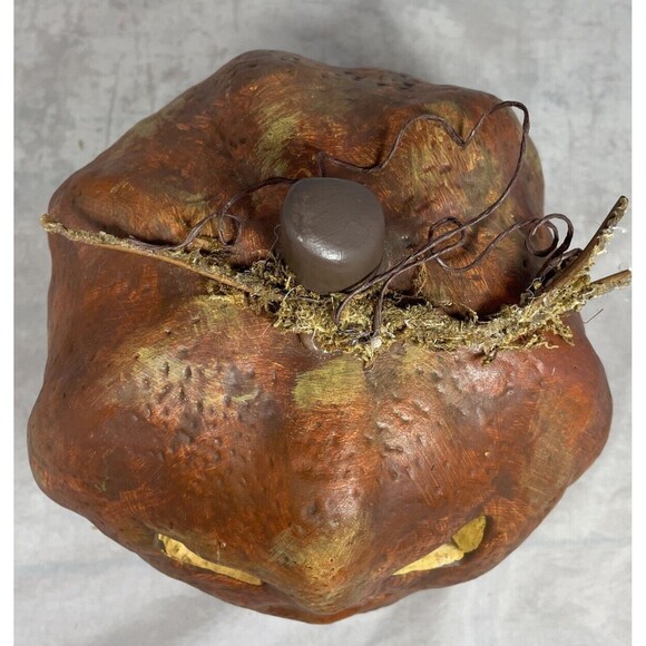 Halloween Ceramic Pumpkin Jack-O-Lantern CJF Designs Ceramic 7.5” Creepy/Spooky - Picture 4 of 9